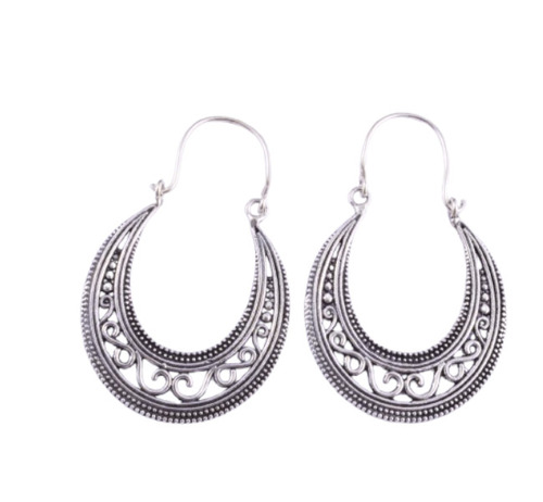 Oval Hoop Silver Earring