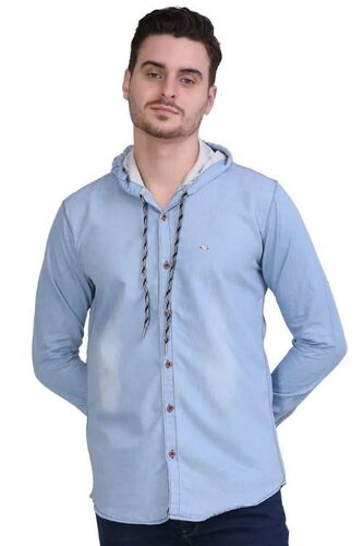 Men Denim Shirt - Denim, M/S, Blue | Anti UV, Breathable, Cool Pass, Dry Cleaning, Full Sleeves