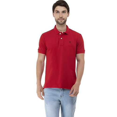 Mens Polo T Shirt - Cotton, Red | Skin Friendly, Machine Wash, Anti Shrink, Colorfast