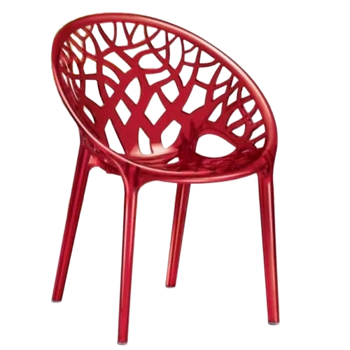 Plastic Outdoor Chair - Plastic, Polished Finish, Red, Corrosion Resistant, Durable, Water Resistant, Easy to Clean