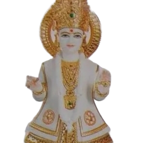 Shree Venkateshwara Ji Murti - Marble, Polished Finish | Durable, Fireproof, Moisture Proof, Ornamental Carving, Jewelry Detailing
