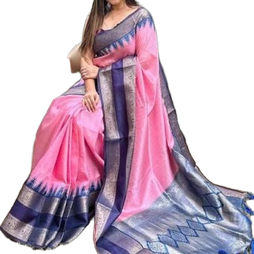 Silk Saree - Silk, Pink | Smooth Texture, Lustrous Finish, Elegant Design, Soft Feel, Lightweight Drape
