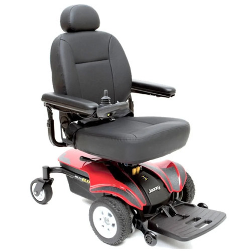 Power Wheelchair - Electric Front Wheel Drive, Red/Black, Foldable | Adjustable, Portable, Easy To Use, Fixed Foot Rest