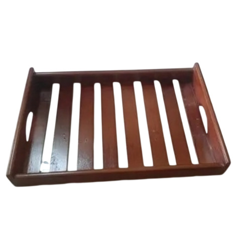 Decorative Wooden Tray - Wood, Customized Size, Brown | Modern Design, Fine Finished, Durable Rectangle