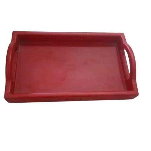 Designer Wooden Tray - Wooden, Customized Size, Red, Rectangular | Durable, Fine Finished, Polished