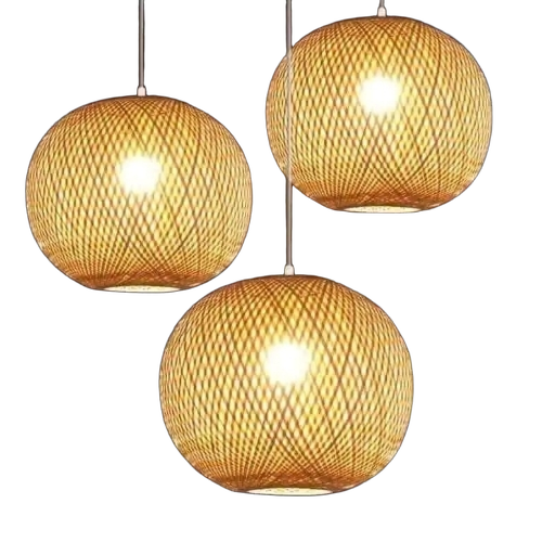 Round Bamboo Lamp - Bamboo, Standard Size, Warm Glow | Electric, Energy Saving, Heavy Duty