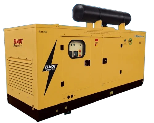 125 Kva Elmot Diesel Generator - 3-Phase, Yellow, 125 kVA, Volvo Eicher Engine, CPCB IV Compliance | Industrial Use, 267 Ltr Fuel Tank