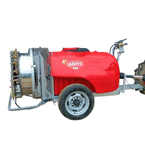 Tractor Operated Sprayer - Galvanized Steel Frame, 400 Ltr Plastic Tank, Red, Diaphragm Pump, 10 Adjustable Cone Nozzles, Hose Reel System