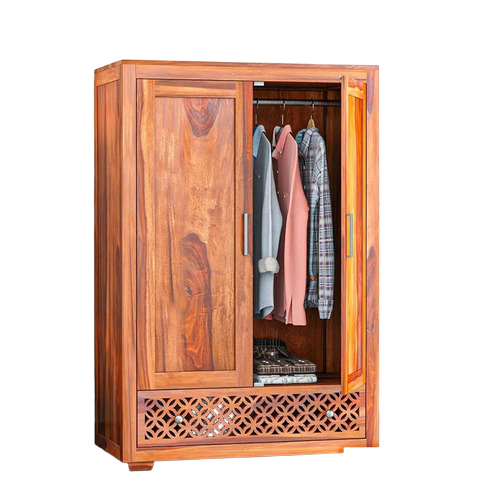 Brown Teak Wood Almirah - Solid Wood, Brown, Spacious Storage | Eco-Friendly, Fireproof Standard, UV Resistant, Sturdy Design