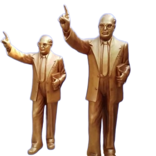 Dr. Bhimrao Ambedkar Fibre Statues - Fiberglass Floor Stand Golden Polished Finish | Weather-Resistant Lightweight Realistic Detailing