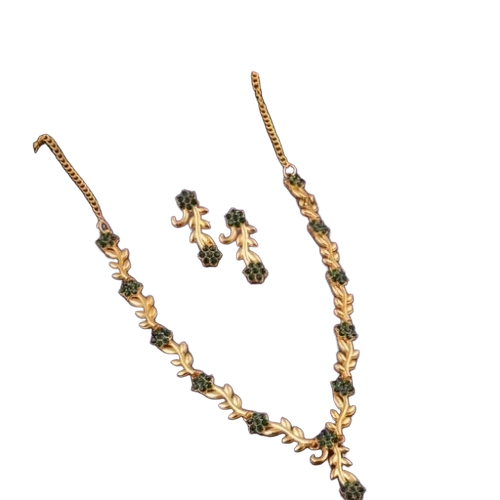 Necklace Set - Yellow Gold Sterling Silver, Golden, Hypoallergenic, Adjustable Chain Lengths, Cubic Zirconia