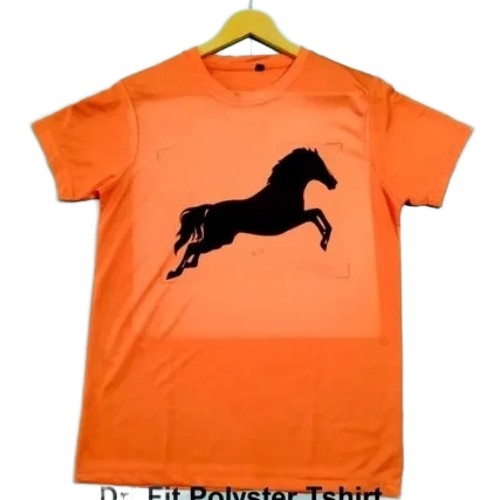 Plain Polyester Sublimation T Shirt - Polyester, L-XL, Orange, O-Neck, Short Sleeves, Washable, Moisture-Wicking, Stretchable