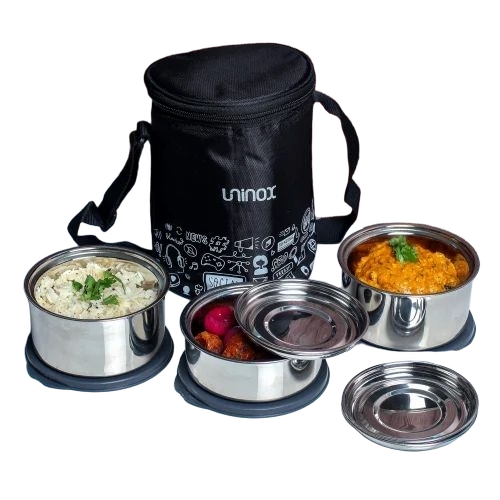 Uninox Doodle Round 3 Lunch Box - Color: Silver
