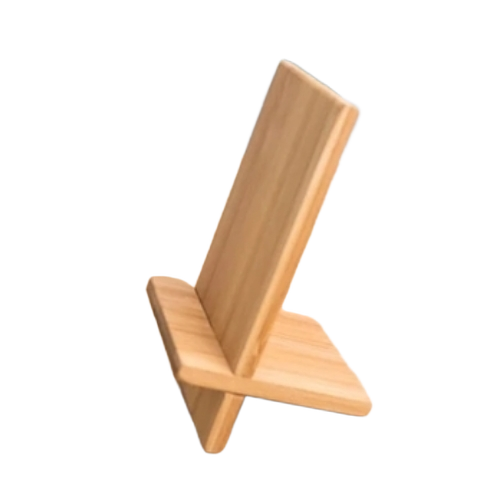 Wooden Mobile Stand - Natural Wood, Tabletop, Adjustable Angles, Non-Slip Base, Eco-Friendly