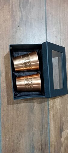 Copper Drinking 2 Glass Gift Box - Copper Standard Size Rose Gold | Cylindrical Polished Finish