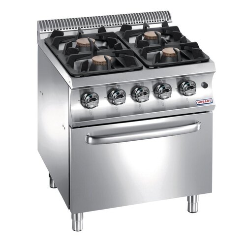 Stainless Steel Commercial 4 Burner Gas Range - Stainless Steel, Standard Size, Silver | Metal, Rectangular, 1 Year Warranty