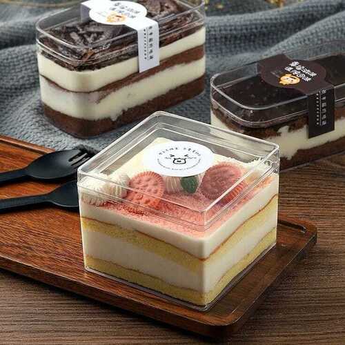 Dessert Cake Box Container - Clear Plastic Standard Size Transparent | Eco-Friendly Food Container Water Resistant