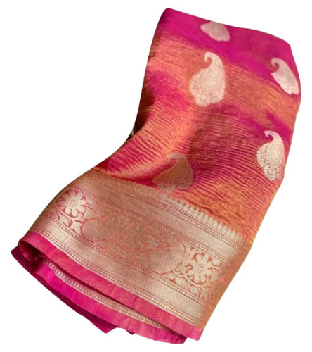 Pink Banarasi Soft Tissue Silk Saree - Design: Standard