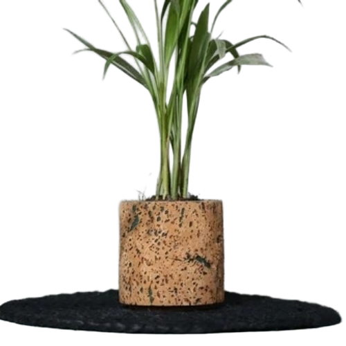 Cork Multi Printed Plant Pots - Ceramic Brown Round | Polished Surface Garden Use Eco Friendly New Stylist