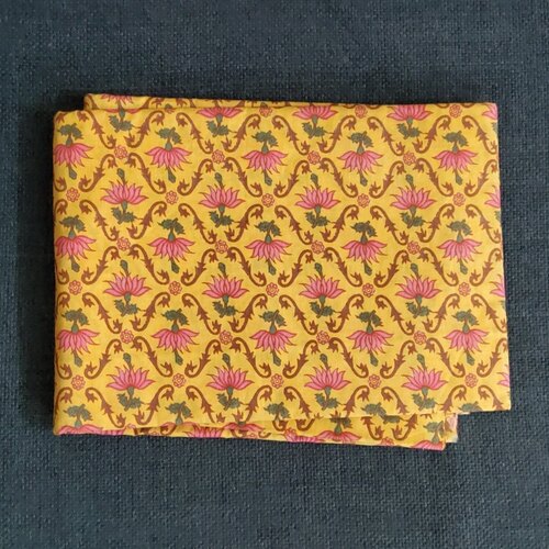 Kurti Fabric - Cotton, Standard Size, Yellow | Light Weight, Washable, Printed Texture