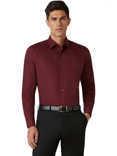 Maroon Formal Shirt - Cotton, All Size, Maroon | Anti Wrinkle, Stylish, Comfortable, Washable
