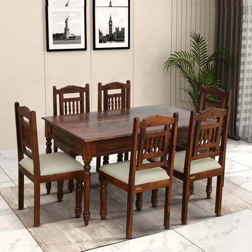 Wooden Six Seater Dinning Table Set