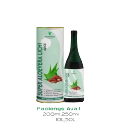 Super Aloe Vera Lichi Juice - Aloe Vera Liquid, 1000ml | Herbs, 95% Purity, 36 Months Shelf Life, Essential Nutrients