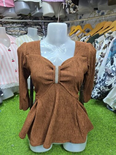 Georgette Ladies Western Tops - Georgette, All Sizes, Brown | Stylist, Comfortable, Skin Friendly