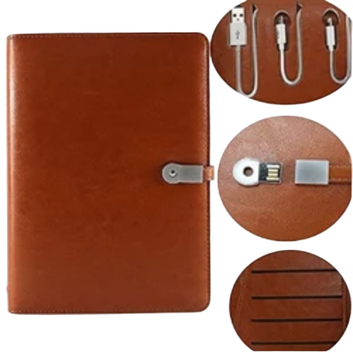 Power Bank Diary Corporate Gifts - PU Leather Cover A5 Size Multicolor 5000-10000mAh | Eco-Friendly Easy to Clean 120 Sheets
