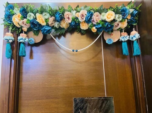 Velvet White Artificial Flower Toran - Artificial Silk, Standard Size, Multicolor | Stylist, Eco Friendly, Indian Event Decoration