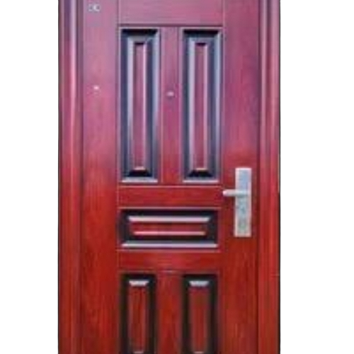 10 Inch Galvanized Iron Door - Powder Coated, 32mm Thickness, Brown | Single Entry Door, Solid Wood Frame, Bamboo Material, Finished Surface