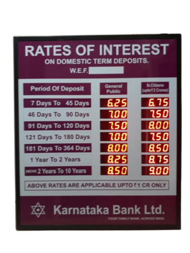 2 Column Interest Rate Display System - Body Material: Ms Powder Coated