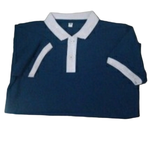 Boys Blue Cotton School T Shirt - Cotton, Half Sleeve, Polo Neck, Customized Size | Plain Pattern, Good Quality