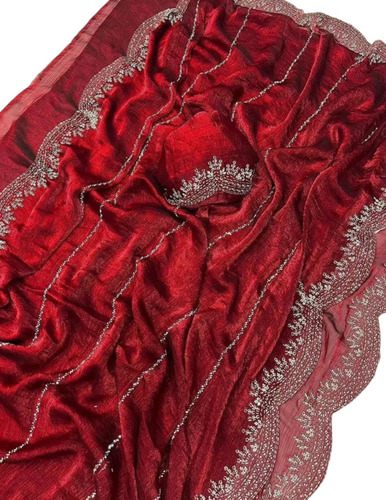 Chiffon Sarees - Color: Maroon/Dark Red With 9 Colours Available