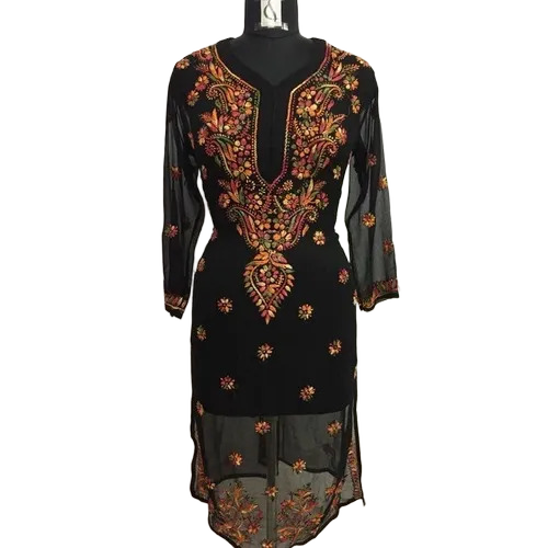 Black Georgette Kurti - Bust Size: . Centimeter (Cm)