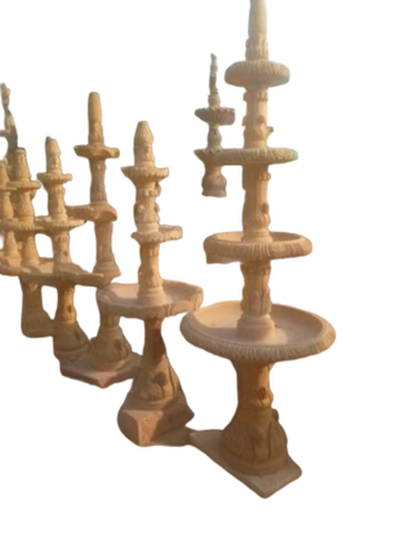 Stone Garden Fountains - Sandstone, 5 Feet, Red, Automatic Electric Fountain