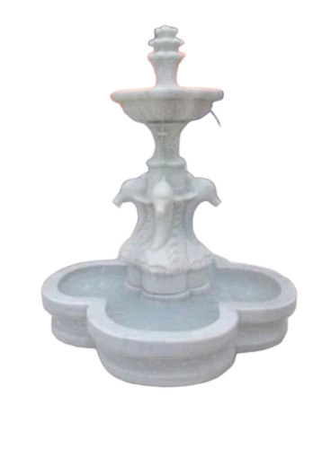 Decorative Sandstone Fountain - Marble 4 Feet Beige, Silver Nozzle, Outdoor Use