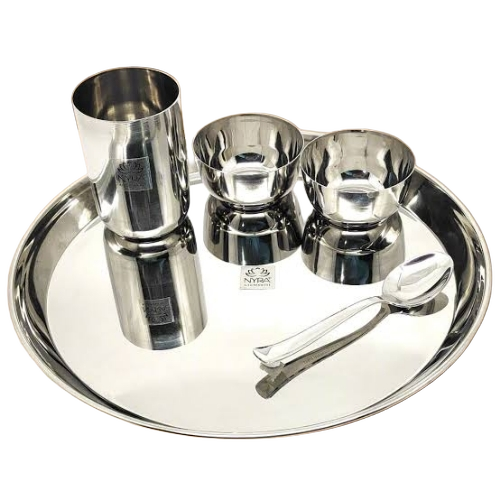 Stainless Steel Dinner Plate - Polished Silver Durable | Corrosion Resistant Rust Proof Heat Resistant