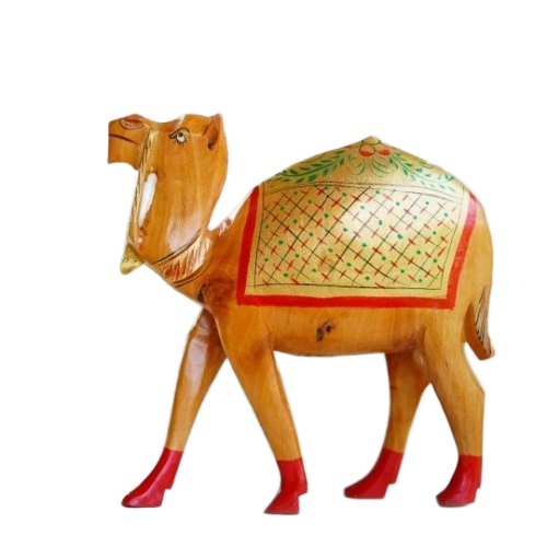 Hand Crafted Wooden Carved Camel