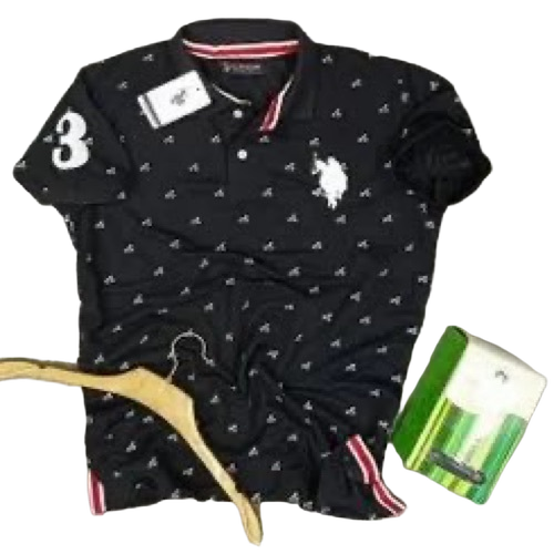 U.S. Polo T Shirt - Cotton Blend, Customized Sizes, Black & Custom | Soft, Breathable, Stylish Logo Detailing
