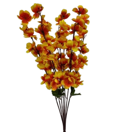Cherry Blossom Artificial Flower Bush - Color: Yellow