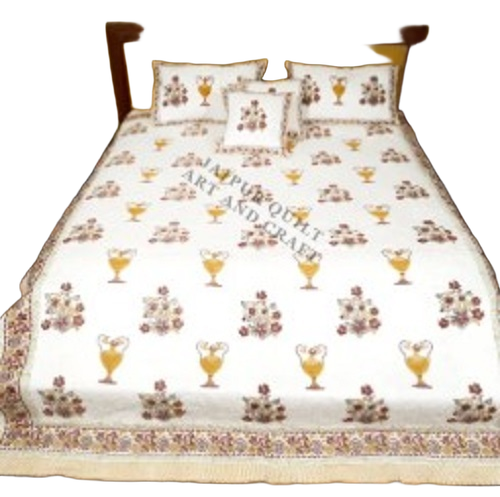 Hand Block Printed Manual Quilted Bed Cover - Color: Comes In Various Colors