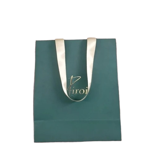 Premium Paper Bag - Coated Paper Standard Size Dark Green Patch Handle | Strong Durable Material Eco-Friendly Recyclable Stylish Design