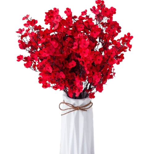 Artificial Flowers - Plastic Red, Durable Decorative Flower | Fade-Resistant Vibrant Colors, Maintenance-Free