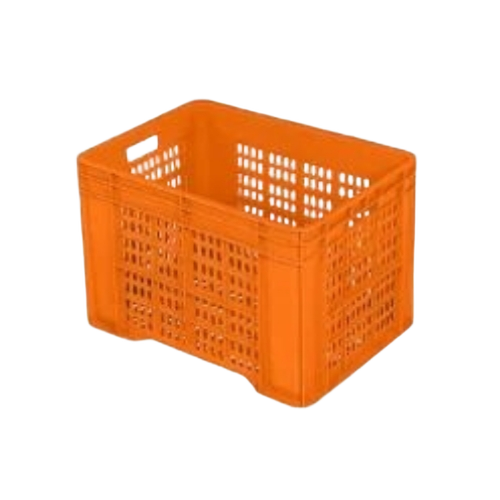 Banana Capsule Jali Plastic Crates - Plastic, Standard Size, Custom Color | Ventilated Mesh Design, Stackable, High Load-Bearing Capacity