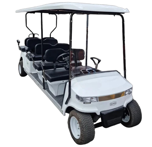 Golf Cart - Steel/Aluminum Chassis, White and Black, LPG Fuel | Comfortable Seating, High Maneuverability, Rechargeable Battery, Weather Resistant, Smooth Ride, Speed Control