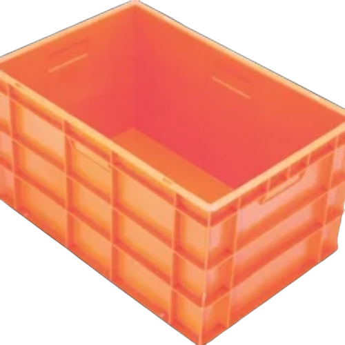 Orange Plastic Storage Crates - Durable Plastic, Bright Orange, Stackable Design | Lightweight, Portable, Versatile for Packaging