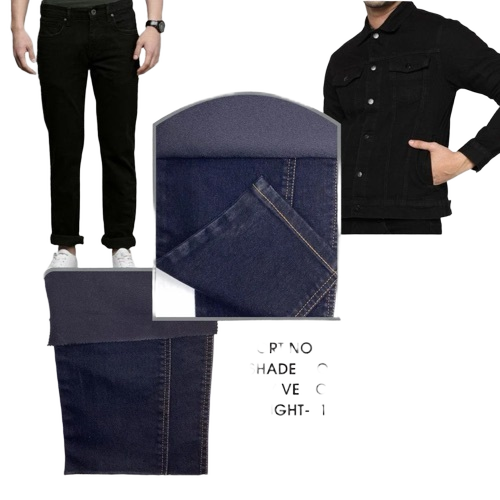 Black Pepper Denim Fabric - Cotton Blend Black-Grey Salt-and-Pepper Weave | Textured Medium Weight Breathable Soft Hand Feel