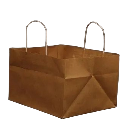 Paper Bag - Biodegradable Paper, Brown, Lightweight | Recyclable Packaging, Durable Kraft Paper, Strong Handle, Foldable, Custom Print Friendly