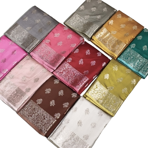 Pure Paper Silk Sarees - Silk Fabric Multicolor Banarasi Style | Soft Texture Lightweight Comfortable Fit